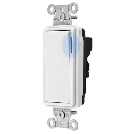 White illuminated rocker wall switch with modular wiring