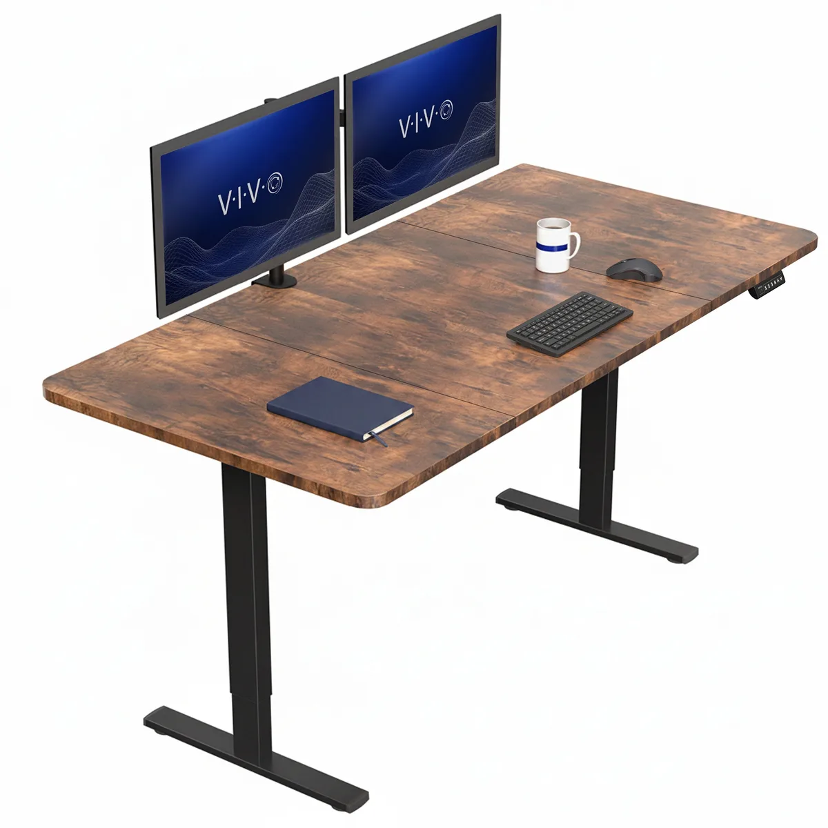 VIVO VIVO Electric 71x36 Standing Desk, Vintage Brown/Black — product photo