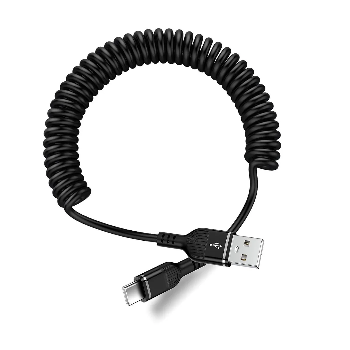 Mobee Mobee 5ft Coiled USB-C Cable 3.1A Black — product photo