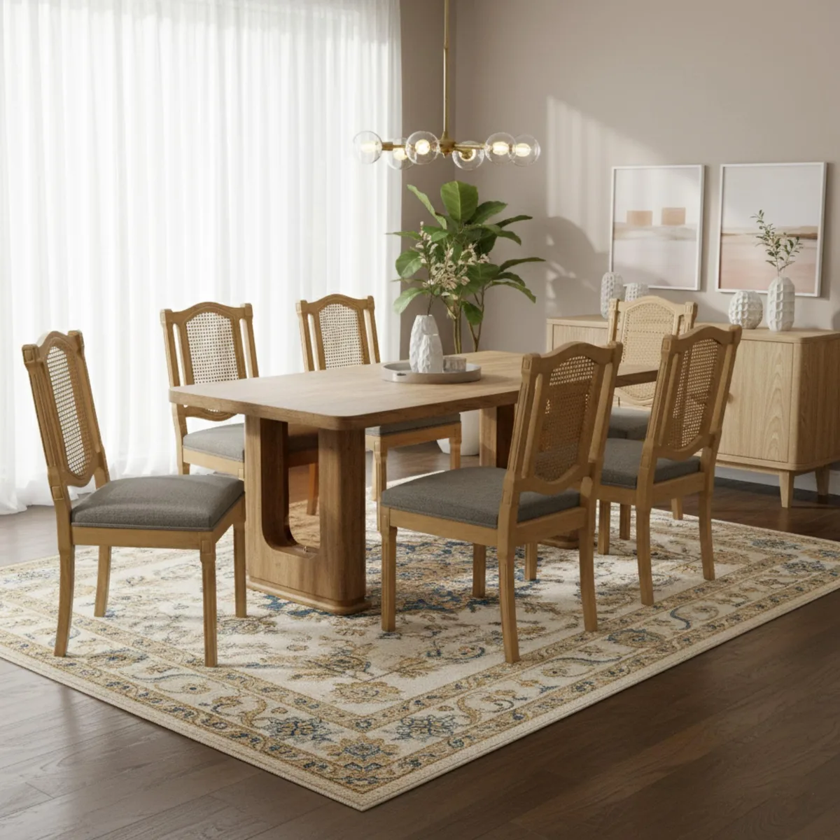 Sumdeal Sumdeal 7-Piece 64.5-inch Dining Table and Chair Set — product photo