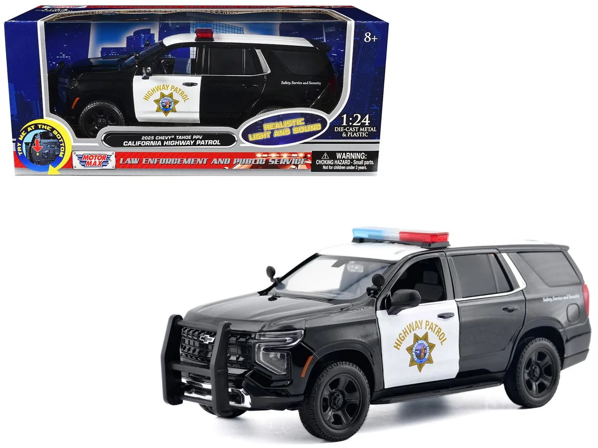 MOTORMAX MOTORMAX 2025 Chevrolet Tahoe PPV CHP 1/24 Diecast with Light Bar and Sounds — product photo