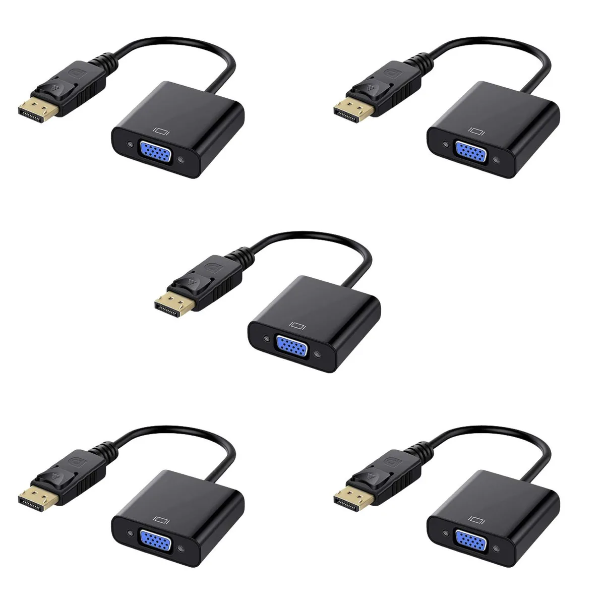 HANNORD HANNORD DisplayPort to VGA Adapter Male to Female Black 5-Pack — product photo