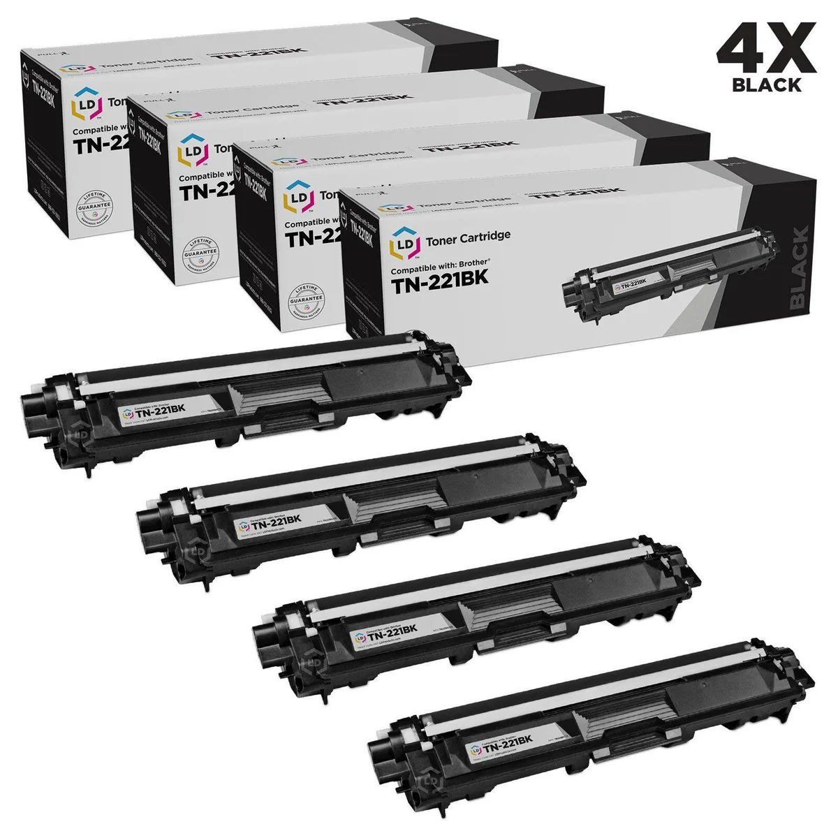 LD Products LD Products Compatible Toner Cartridge for Brother TN221BK Black 4-Pack — product photo