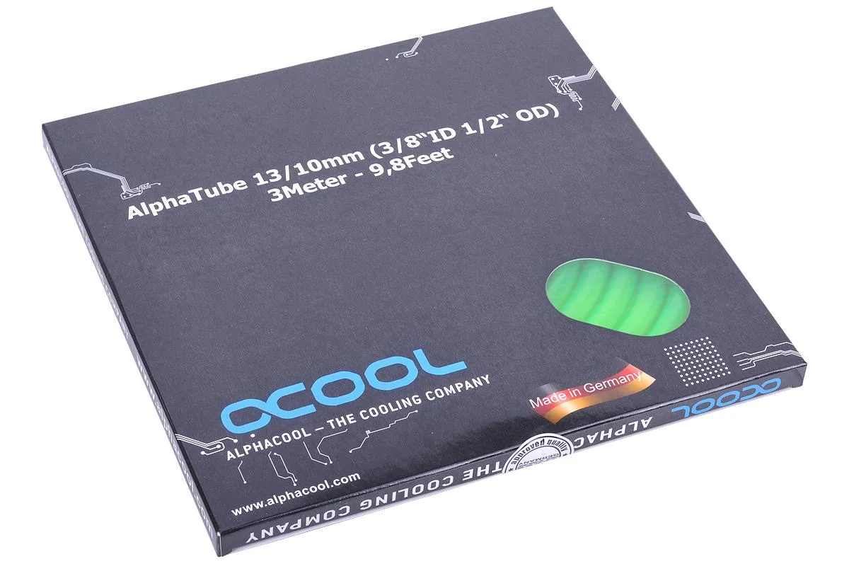 Alphacool Alphacool Alphatube HF Tubing 10mm ID 13mm OD UV Green 3m PVC 18415 — product photo