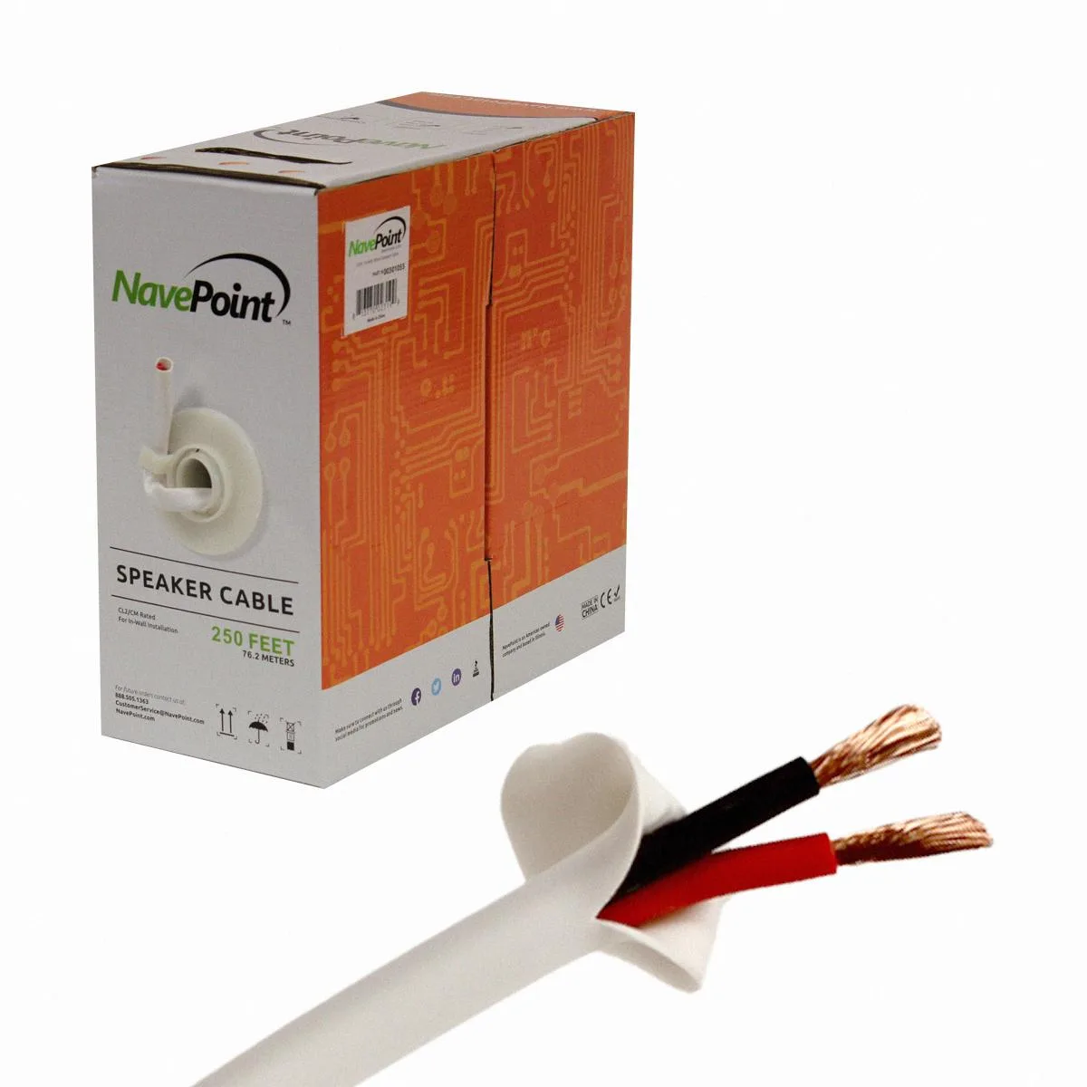 NavePoint NavePoint 16 AWG 2 Conductor Speaker Cable 250 ft White — product photo