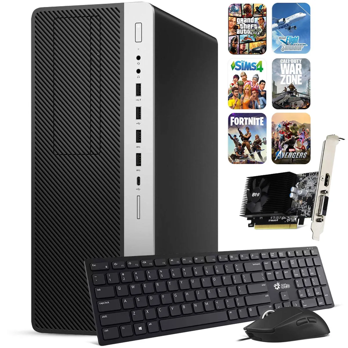 HP HP ProDesk G4 Gaming Tower Desktop PC i5-8500 16GB DDR4 256GB SSD 1TB HDD Radeon RX 550 Windows 11 Pro — product photo