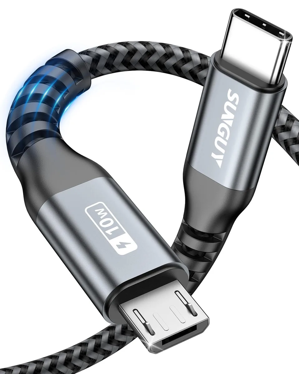  SUNGUY USB-C to Micro USB Cable 6.6ft 2-Pack Grey — product photo
