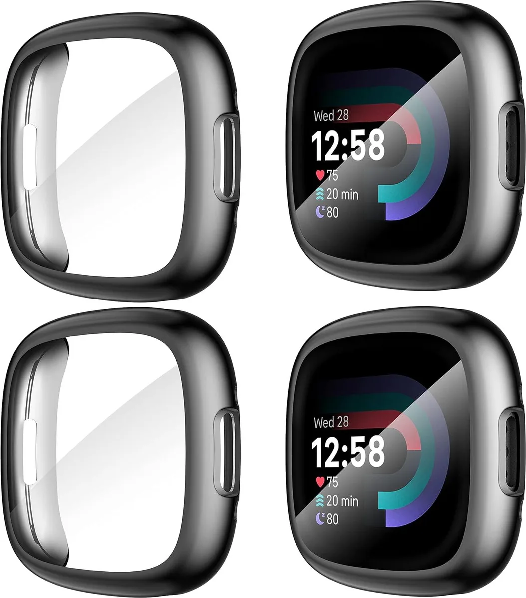 ETEIZU ETEIZU 4-Pack Screen Protector Case for Fitbit Sense 2/Versa 4 Black — product photo