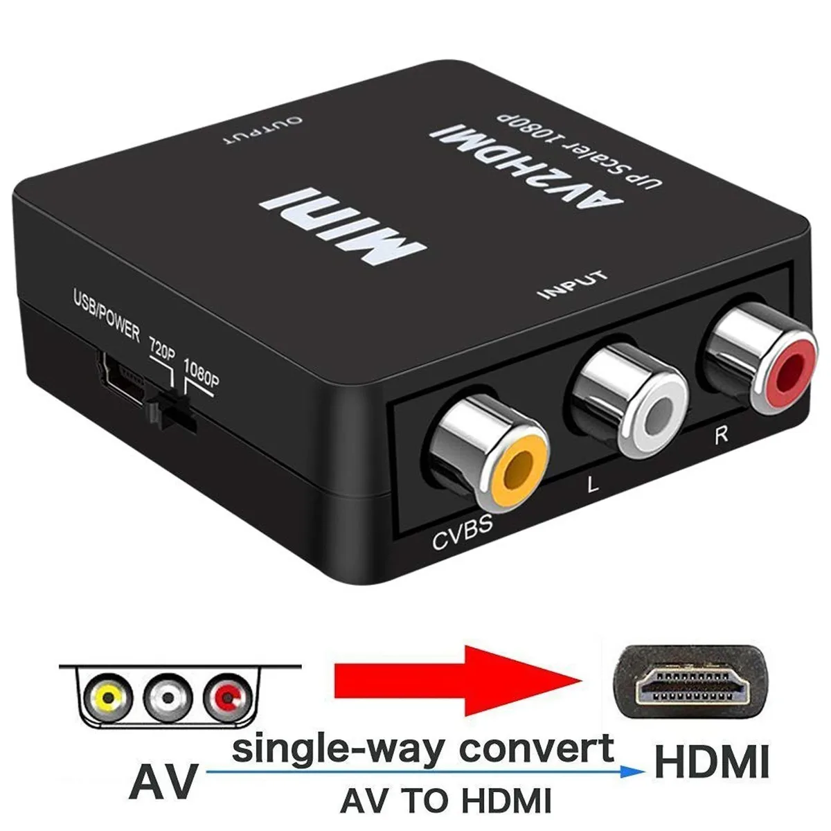 ESTONE ESTONE RCA to HDMI 1080p 60Hz audio video converter Black — product photo