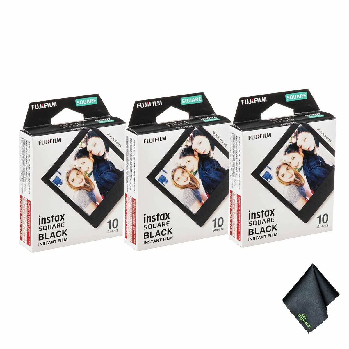 FUJIFILM FUJIFILM INSTAX SQUARE Black Instant Film 10 Exposure Bundle with Cloth — product photo