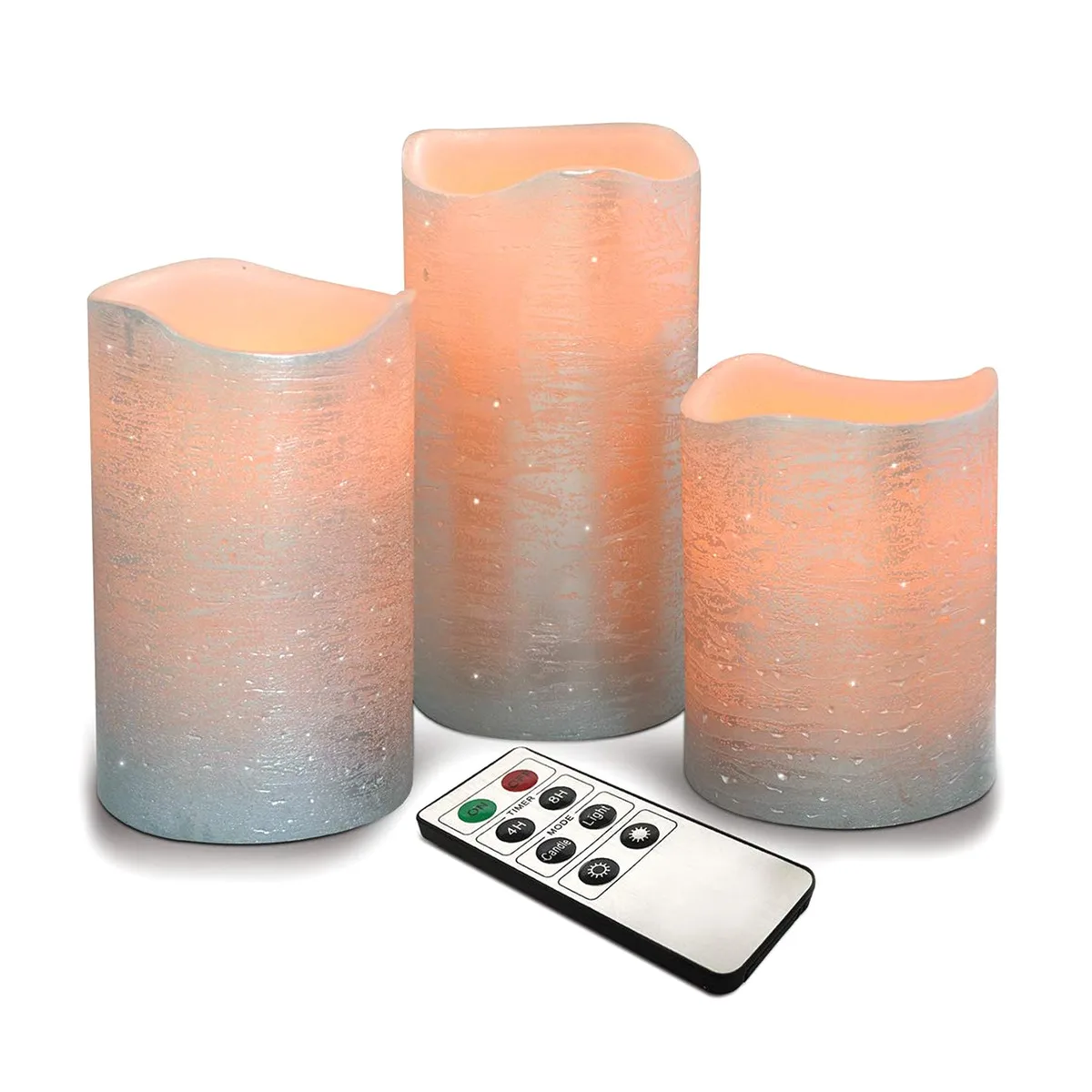 Eternal Love Eternal Love PG93894 home accent 3-piece LED flameless candle set silver — product photo