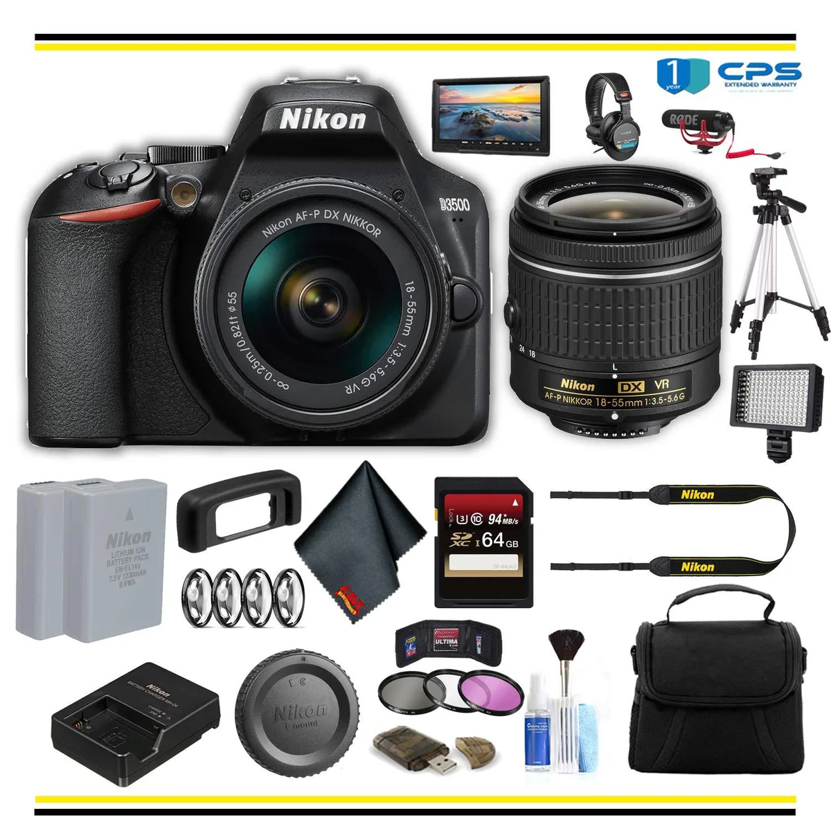 Nikon International Nikon D3500 DSLR Camera with 18-55mm Lens Professional Bundle — product photo