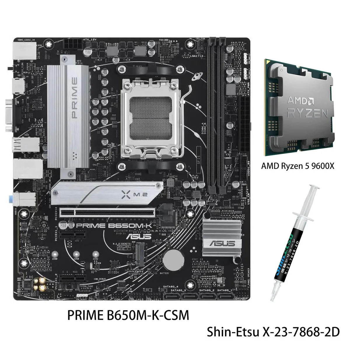 ASUS ASUS PRIME B650M-K-CSM + Ryzen 5 9600X AMD motherboard CPU combo — product photo