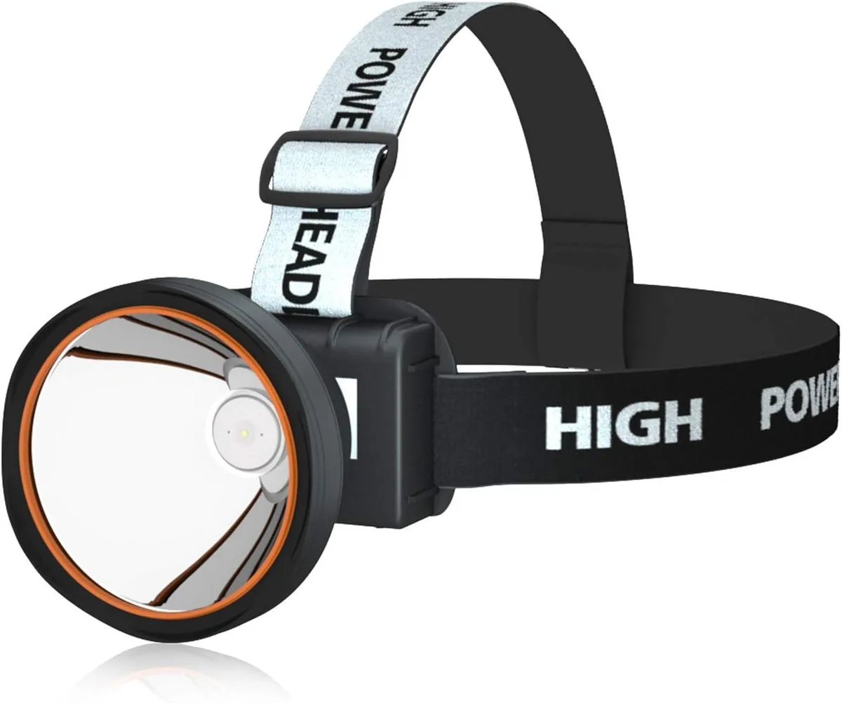 Granvela rechargeable headlamp with adjustable elastic headband and tilting lamp housing
