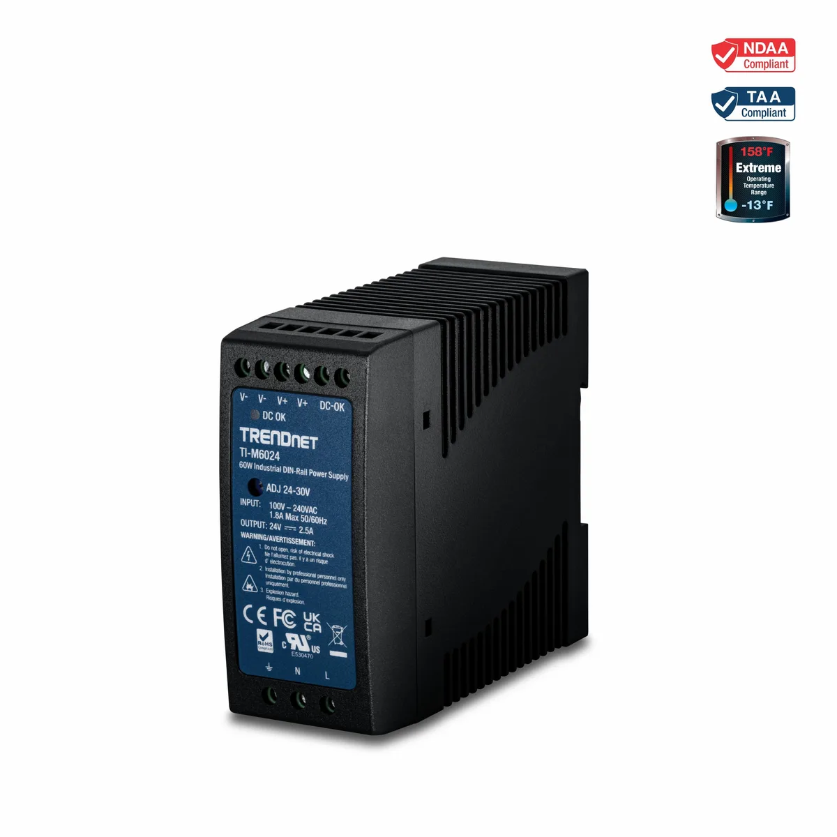 TRENDnet TRENDnet TI-M6024 60 W 24 V Industrial Power Supply — product photo