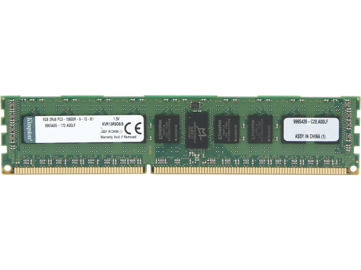 Kingston Technology Corp. Kingston Technology Corp. KVR13R9D8/8 8GB DDR3 1333 ECC Registered server RAM — product photo
