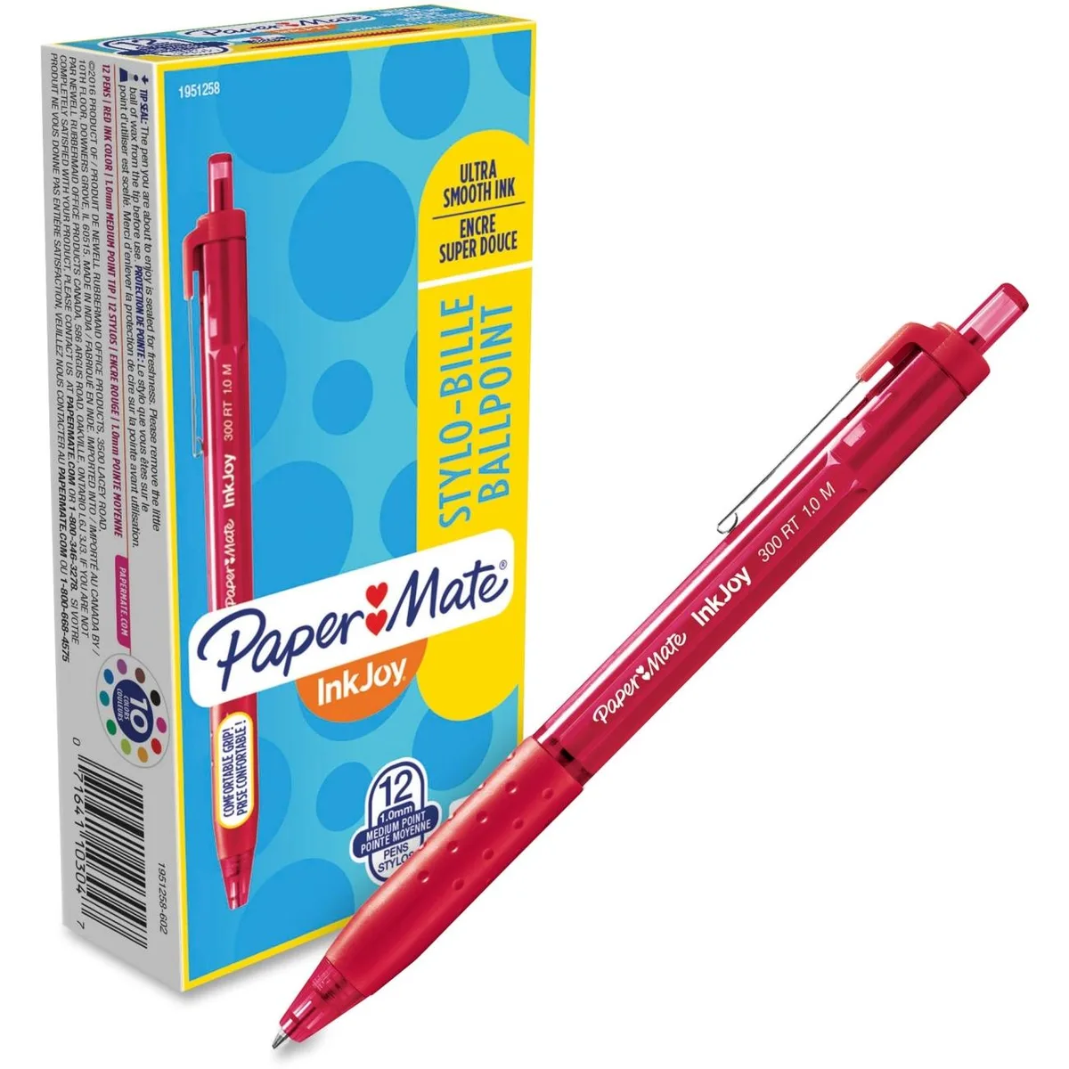 Rubbermaid Rubbermaid 1951258 Paper Mate InkJoy 300 RT Ballpoint Pen Red 1 Dozen — product photo