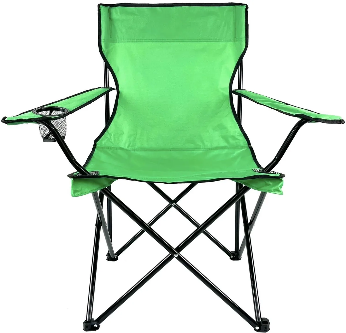Folding camp chair in camouflage 600D polyester with steel frame and carry bag