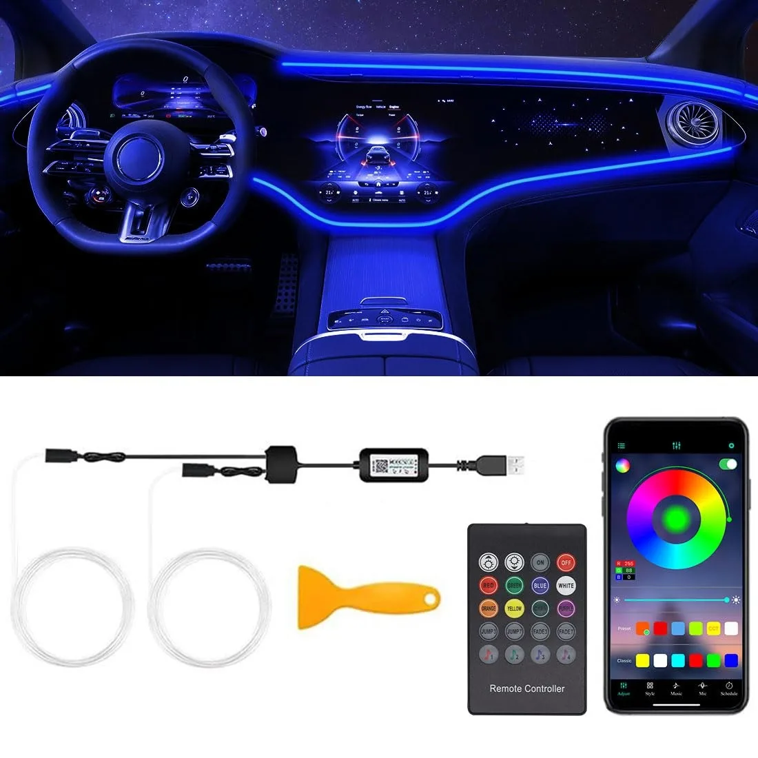  LEDCARE Interior Car Lights 2 in 1 RGB Kit APP Remote 0.191 kg — product photo