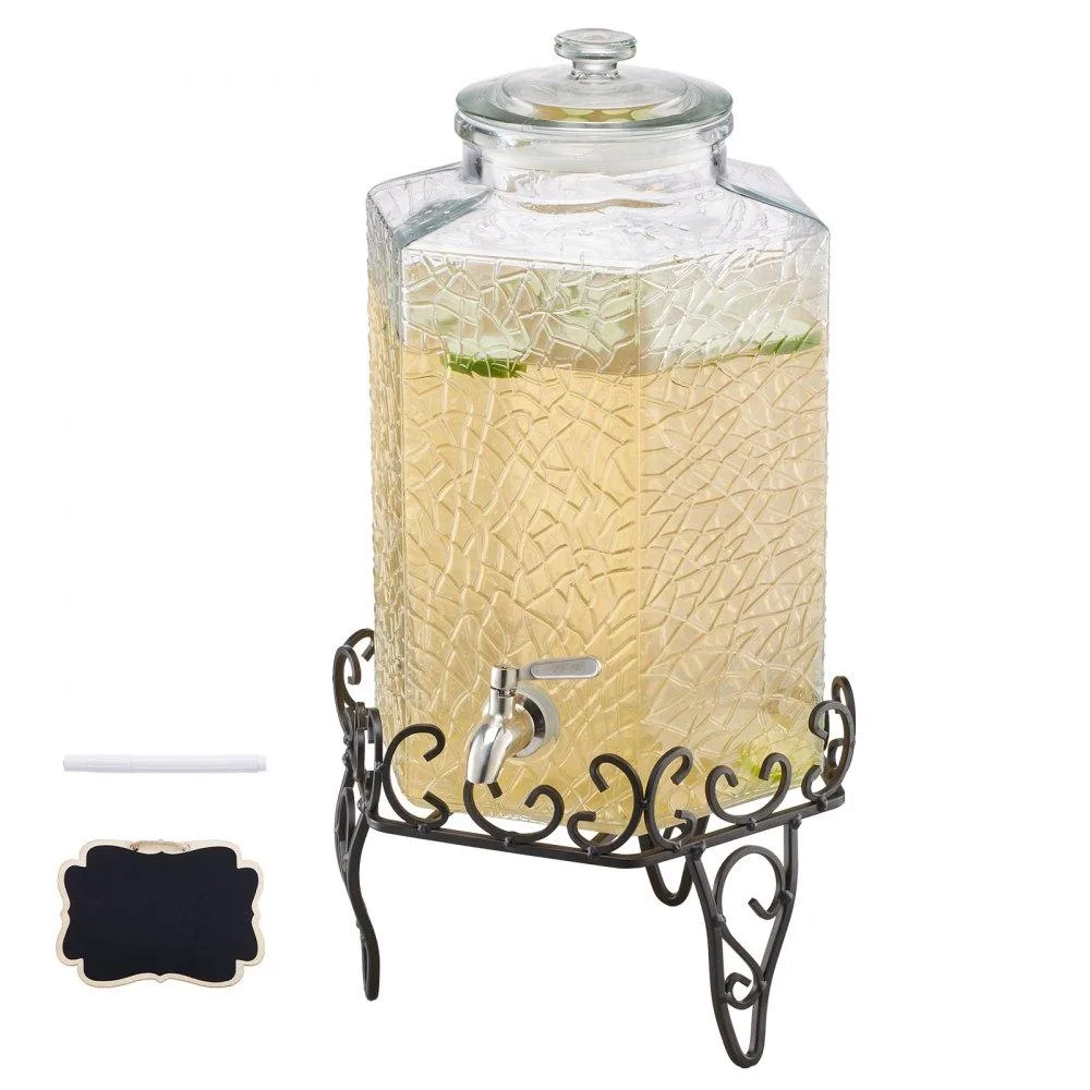 VEVOR VEVOR 2.5 Gal Glass Beverage Dispenser with Metal Stand — product photo