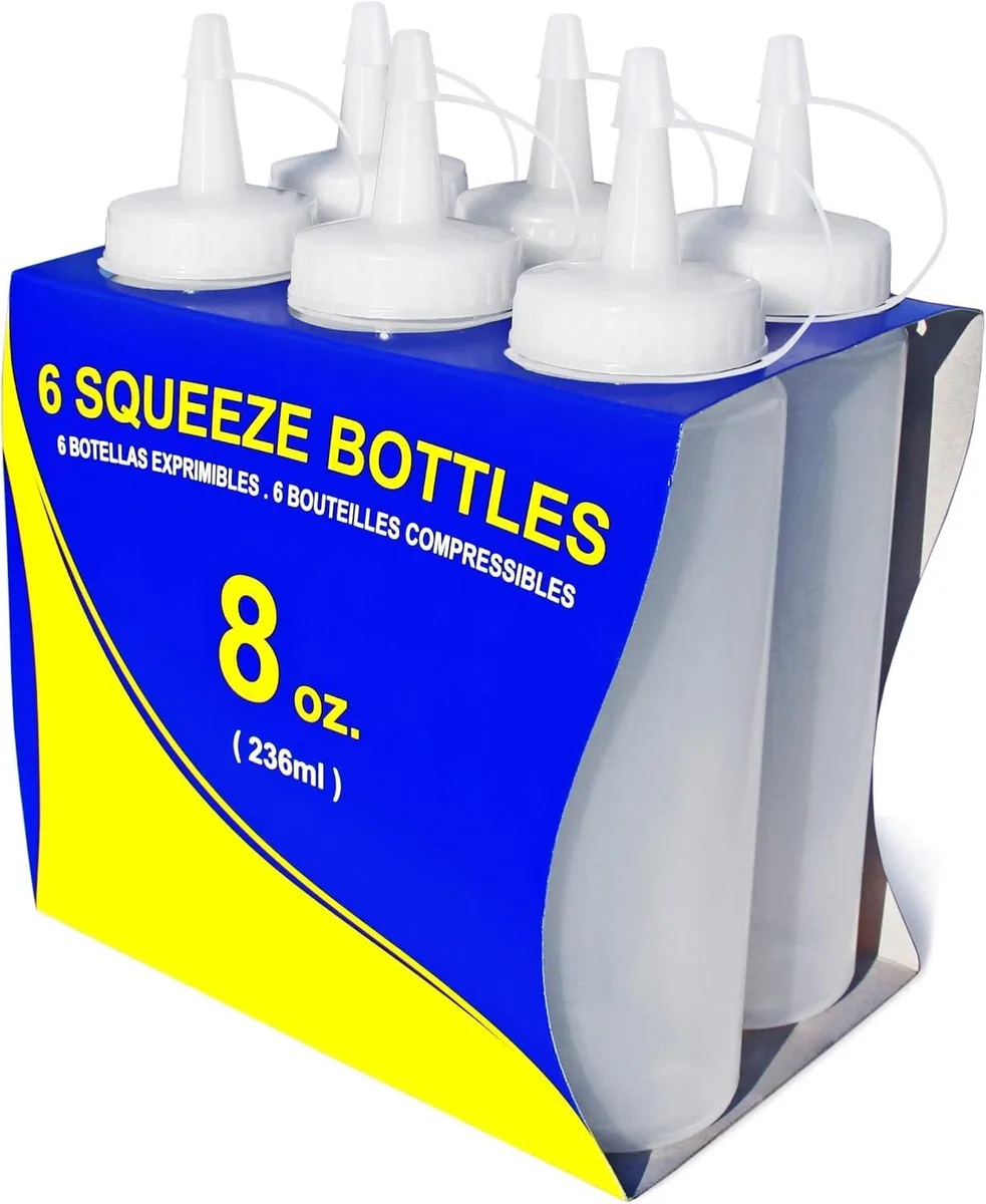  Metra 8 oz Clear Squeeze Bottles Pack of 6 — product photo
