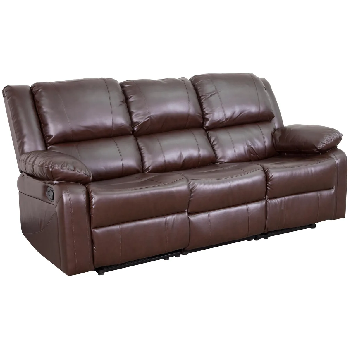 Flash Furniture Flash Furniture Harmony Series Brown LeatherSoft Sofa with Two Built-In Recliners — product photo