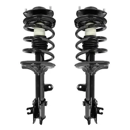 Unity front complete strut assembly kit, pair of silver coil-over units with top mounts