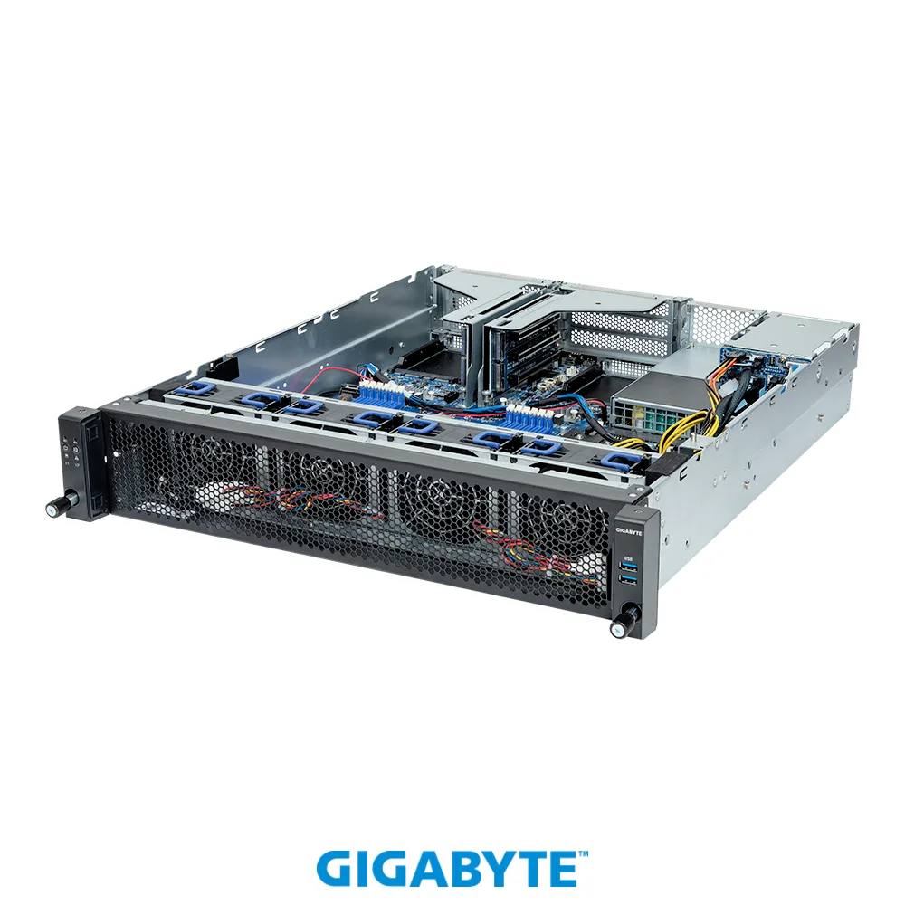 GIGABYTE GIGABYTE E263-Z34-ACJ1 barebone server EPYC 9004/9005 SP5 12 DIMMs 2 GPU — product photo