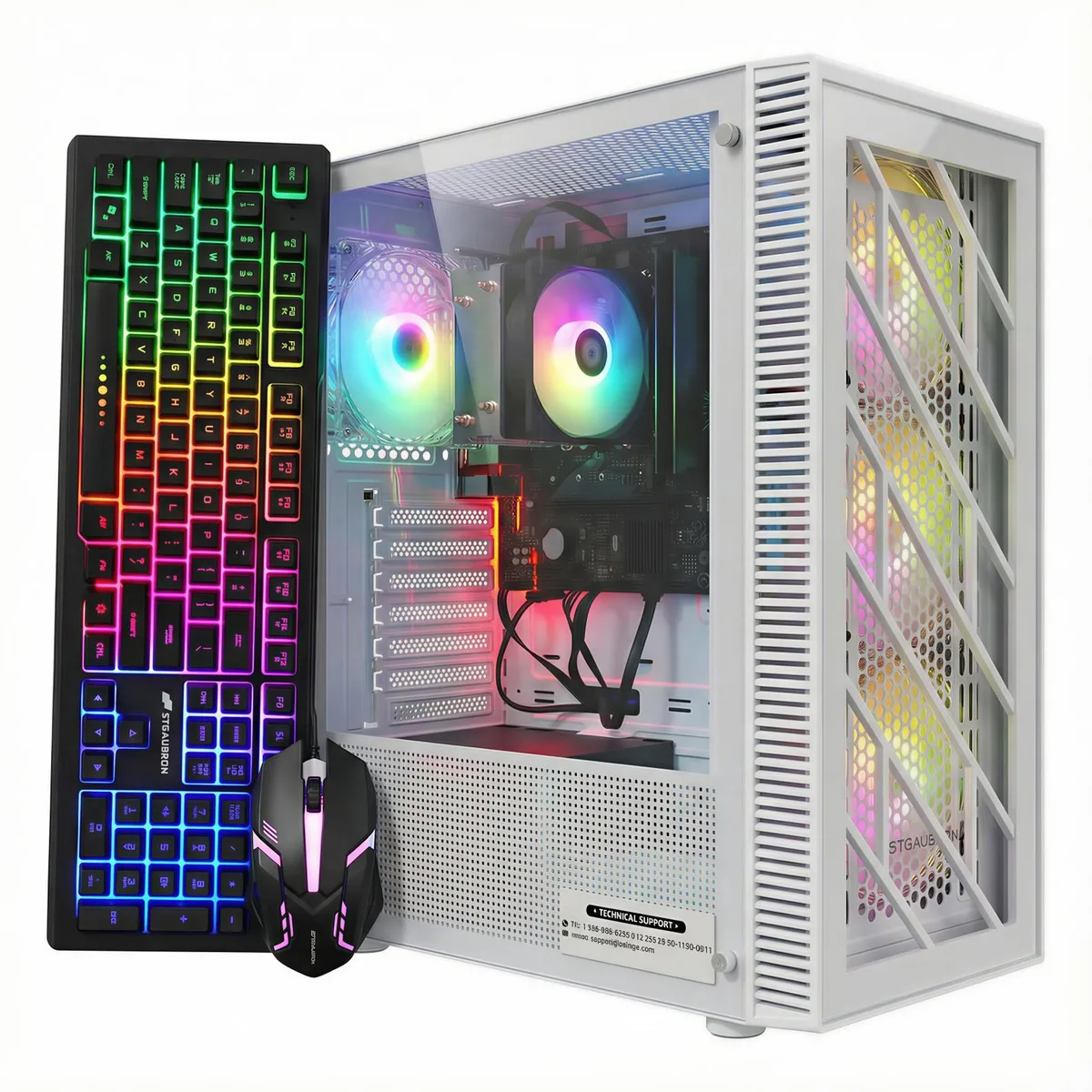 STGAubron STGAubron ABR1722 desktop PC, Ryzen 7 5700G 3.8-4.6GHz, 16GB DDR4, 1TB SSD, WiFi 6, Bluetooth 5.2, White — product photo