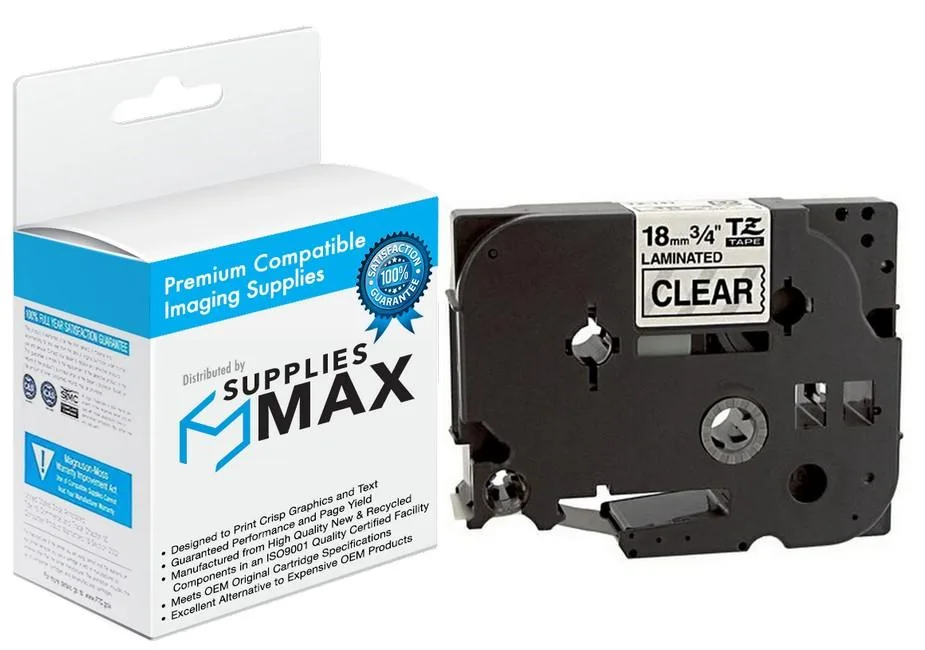 SuppliesMax SuppliesMax TZE-141 Black on Clear Label Tape 18mm x 8m — product photo