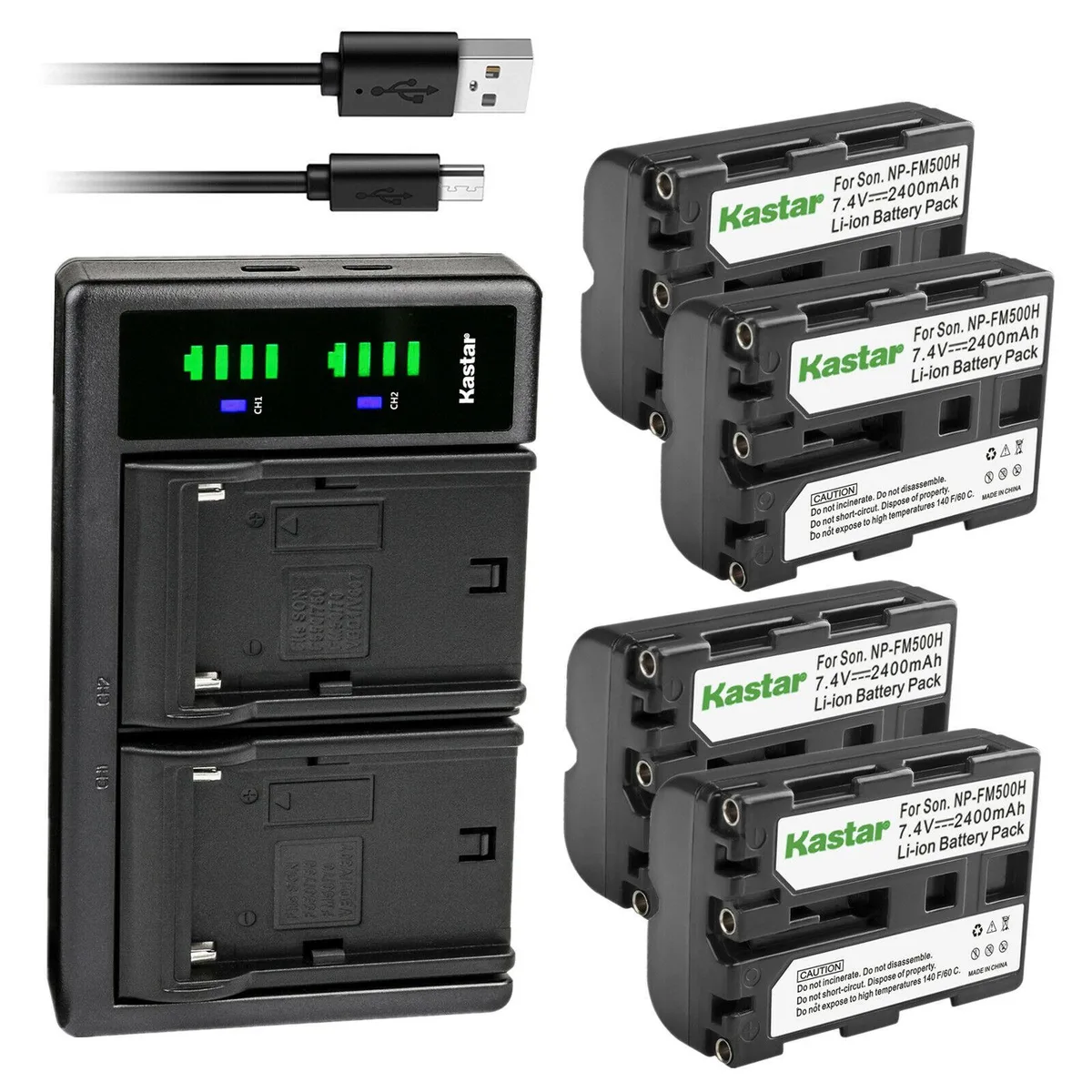 Kastar Kastar NP-FM500H 4-Pack + LTD2 USB Charger — product photo