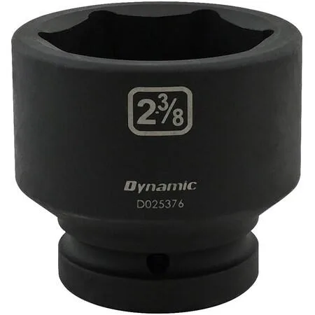 Black phosphate 1-inch drive socket, six-point, laser-etched size markings