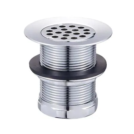 Polished chrome utility sink drain with removable grid strainer, 2 inch fitting