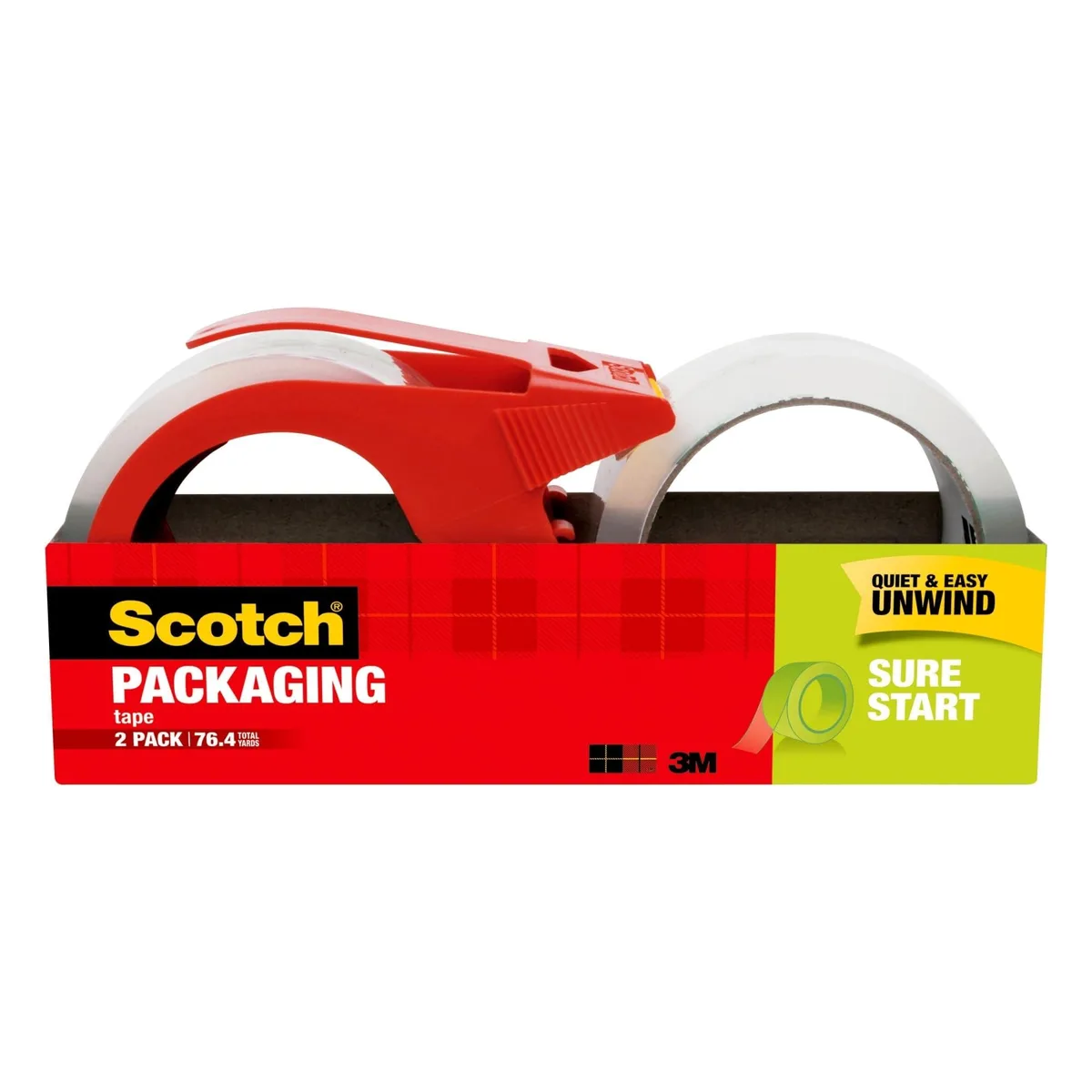  Scotch 3450S-21RD-3GC tape 1.88 in x 38.2 yd 2 rolls dispenser — product photo