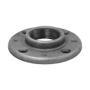 Malleable iron floor flange with four bolt holes