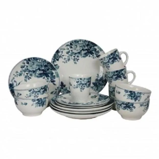 Elama Elama 16 Piece Traditional Blue Rose Dinnerware Set — product photo