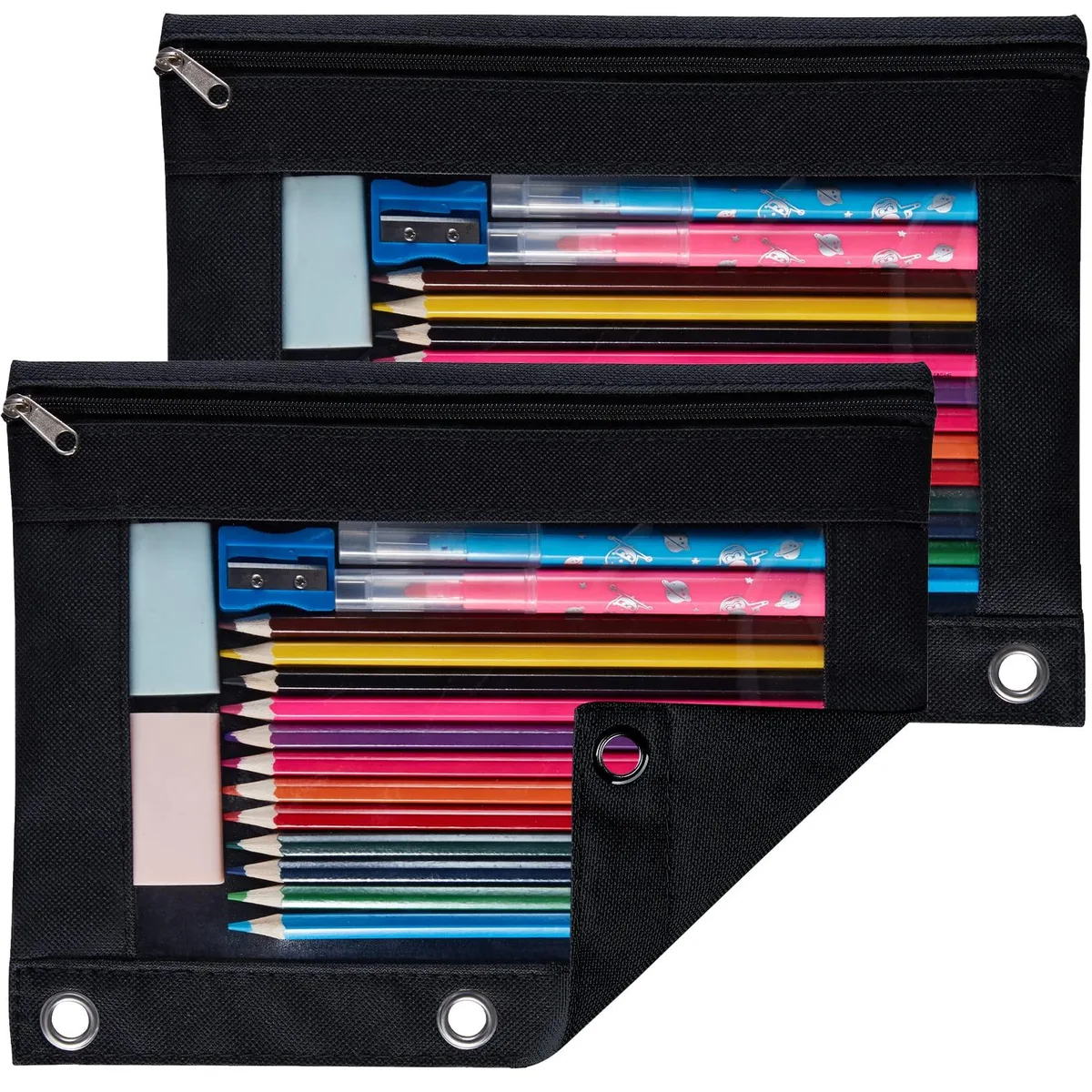  Sooez SZ-09-14 Binder Pencil Pouch 2 Pack 9.8 x 7.4 Inch Black — product photo
