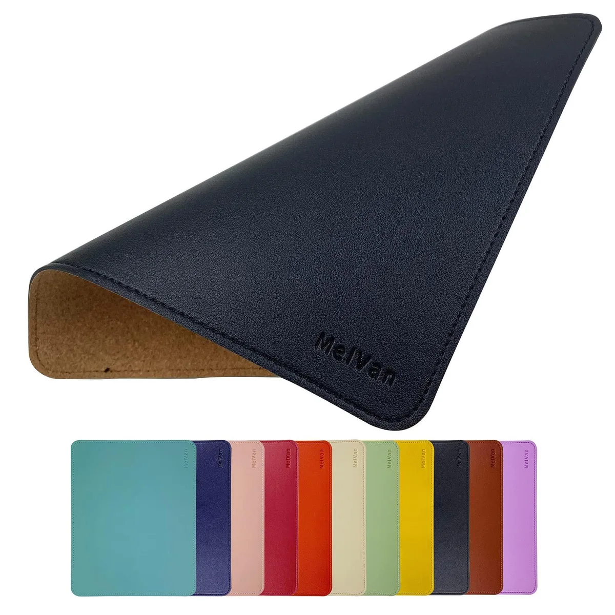 MelVan MP001 PU Leather Cork Mouse Pad 10.2 x 8.3 in Black — product photo