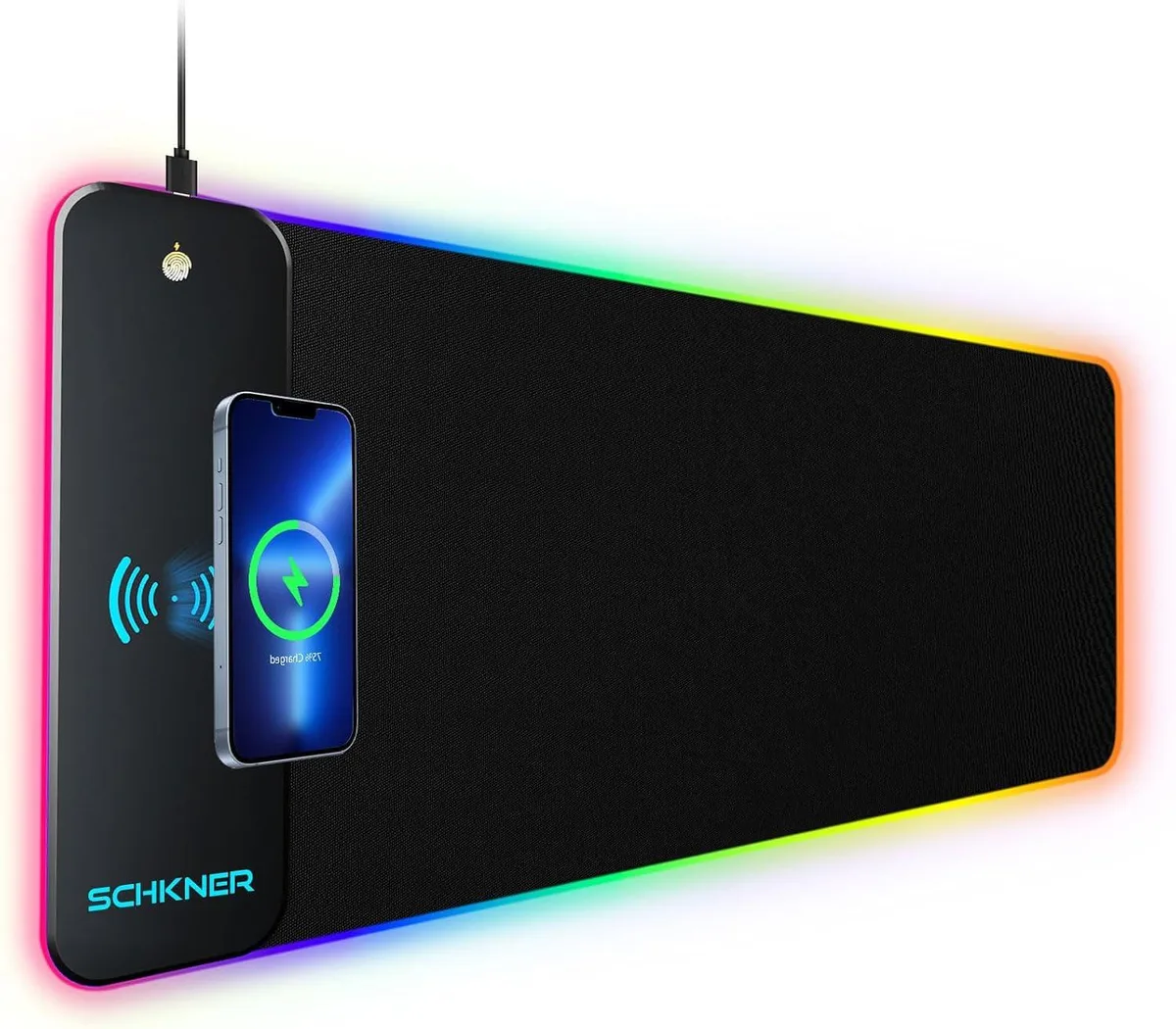 BAOFENG BAOFENG RGB Gaming Mouse Pad 15W Wireless Charging 800x300x4mm 10 Light Modes — product photo