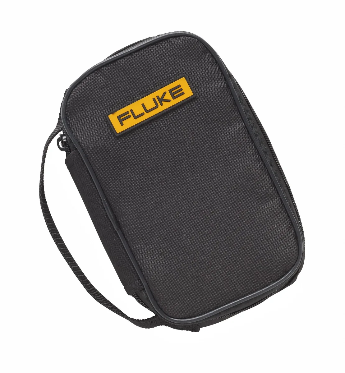 Black polyester soft carrying case with lateral zip opening and Velcro strap