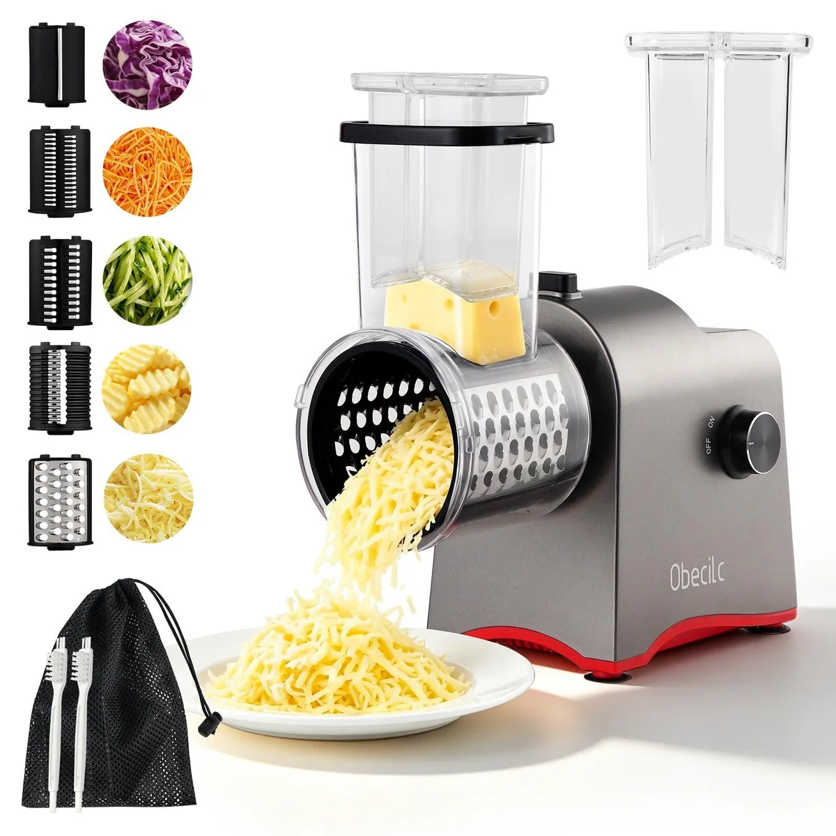  obecilc 5D 300W Electric Cheese Grater 5 Blades — product photo