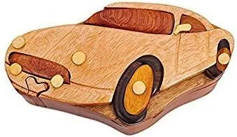 South Asian Handicrafts South Asian Handicrafts Car Handcrafted Wooden Intarsia Puzzle Box — product photo