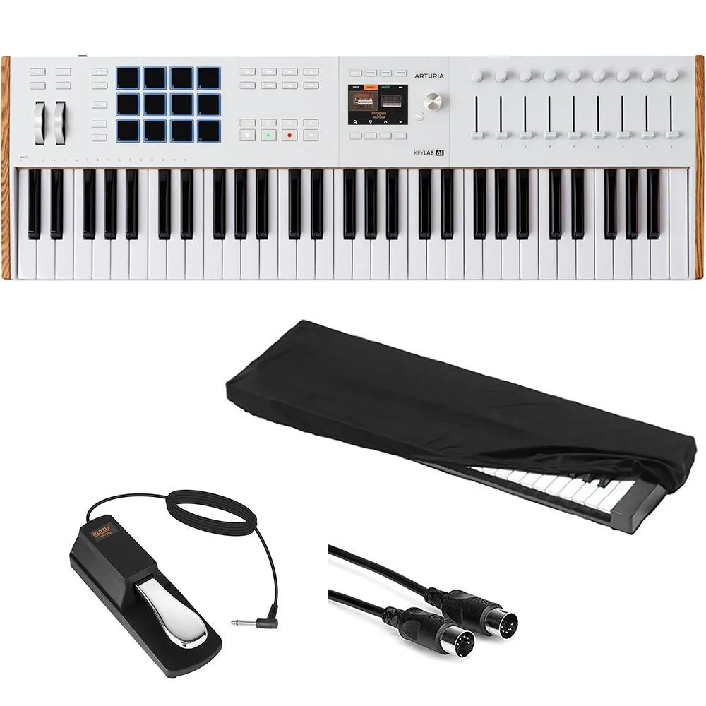 Arturia Arturia KeyLab 61 mk3 White MIDI Controller Bundle with Pedal, Cover, Cable — product photo