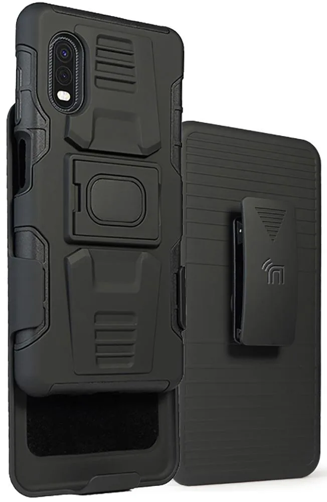 Nakedcellphone Nakedcellphone Magnetic Grip Ring Stand Case + Belt Clip for Galaxy XCover Pro 715 Black — product photo