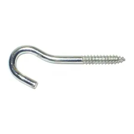 Twenty zinc-plated steel screw hooks in a clear package