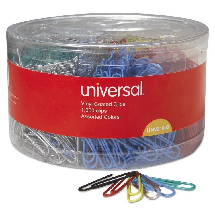 United General Supply Co Inc United General Supply Co Inc 33201201 Vinyl-Coated Wire Paper Clips No. 1 Assorted Colors 1000/Pack — product photo