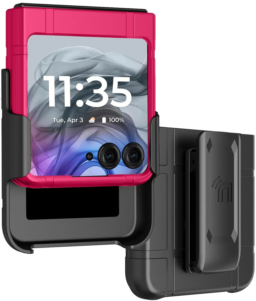 Nakedcellphone Nakedcellphone Case &amp; Belt Clip Holster for Motorola RAZR 2024/2025/2026 Pink — product photo