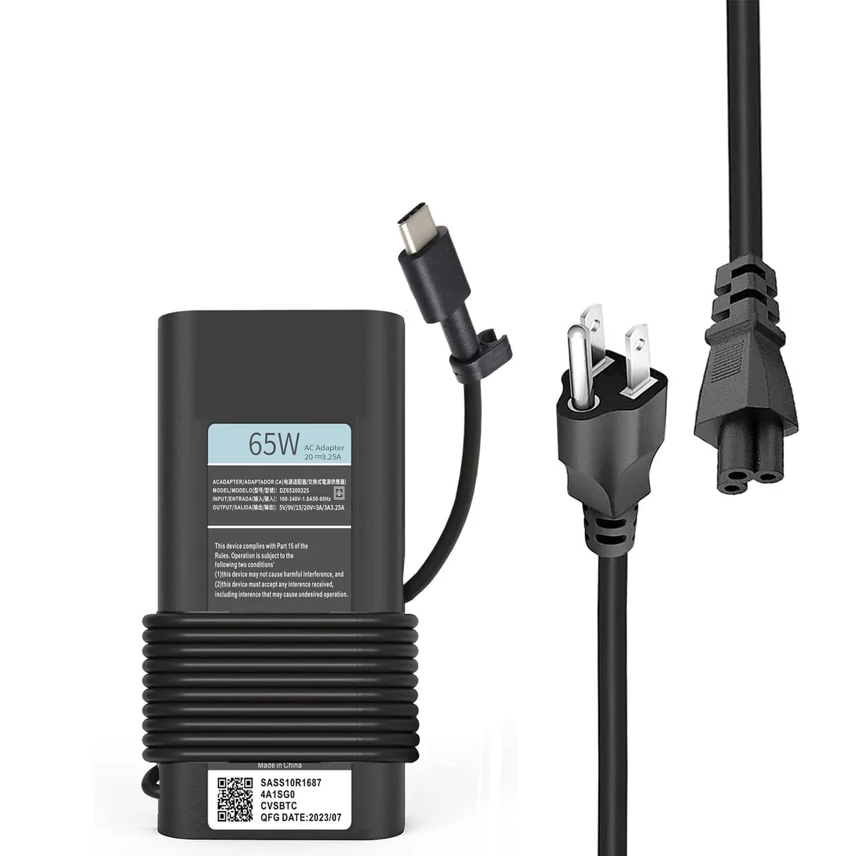  DELL DZ65200325 65W USB-C Laptop Charger for Latitude 5420 7420 5520 Inspiron 16 7620 2-in-1 XPS — product photo