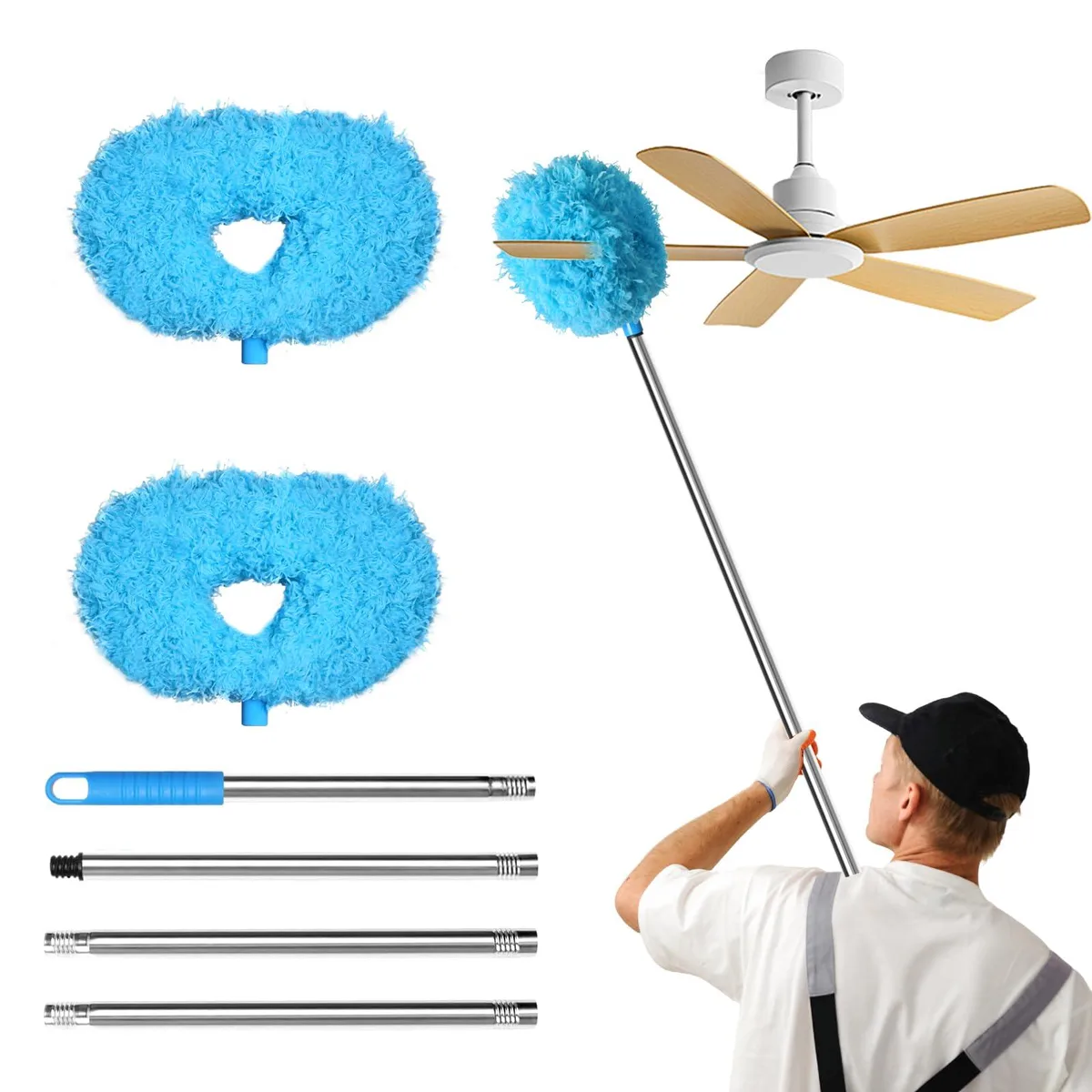  Adjustable Ceiling Fan Cleaner Duster Kit Blue 4.2FT — product photo