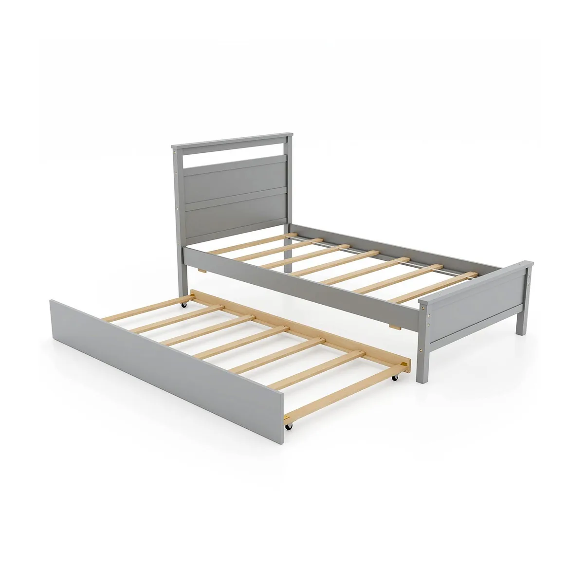 SlickBlue SlickBlue Twin Wooden Bed Frame with Trundle Gray 80" x 42" x 41.5 — product photo